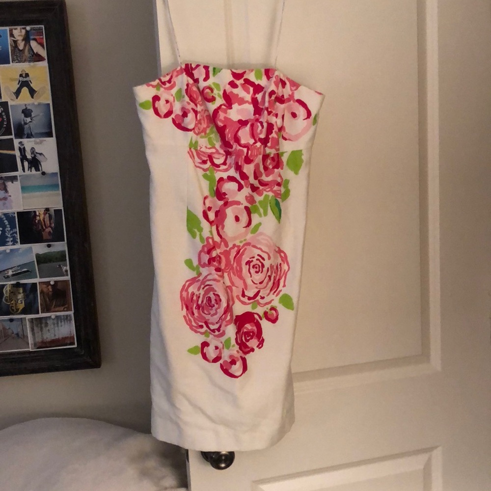 Lily Pulitzer strapless pink floral dress